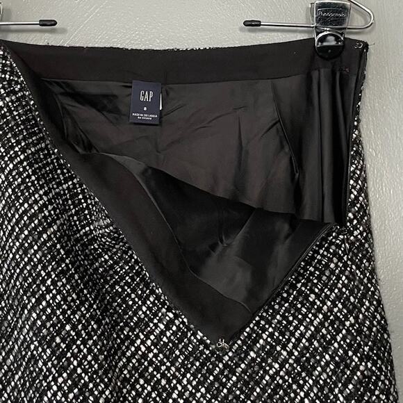 Gap Fits Small Black White Tweed Skirt Academia Career Flare School Preppy Y2K - Picture 5 of 11